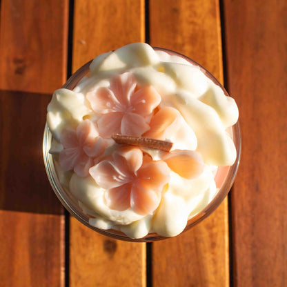 Decorative soap with floral design on a wooden surface